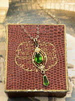 14K vintage peridot and seed pearl necklace