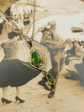 14K vintage peridot and seed pearl necklace