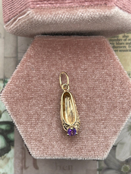 10K amethyst slipper charm