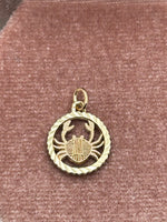 10K Cancer zodiac disc charm