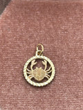 10K Cancer zodiac disc charm