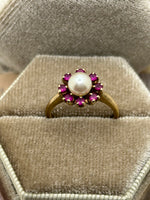 10K pearl & ruby ring