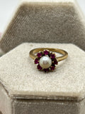 10K pearl & ruby ring