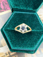 14K diamond and sapphire cluster ring