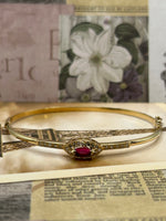 14K Gold Ruby and Diamond Bangle