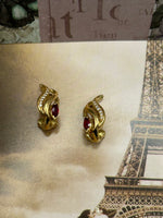 18K Gold Ruby and Diamond Clip-On earrings