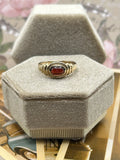 10K Yellow Gold Cabochon Garnet Ring