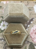 10K yellow gold blue sapphire and diamond band