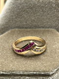 10K yellow gold ruby and diamond band