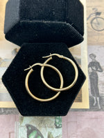 10k yellow gold 2mm tube hoop earrings - 24mm