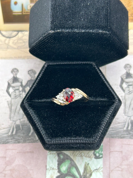 10k garnet and diamond ring