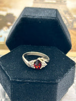 10k garnet and diamond ring