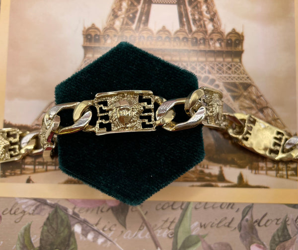 14K Medusa face link bracelet - 9.25"