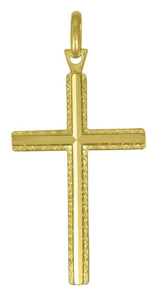 10k gold cross - textured border design