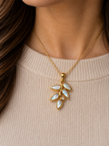14K Yellow Gold Mother-of-Pearl Leaf Pendant