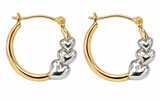 14K Two-Tone Gold Heart Hoop Earrings