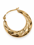 10K Yellow Gold Textured Hoop Earrings