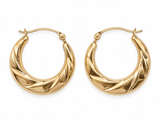 10K Yellow Gold Textured Hoop Earrings