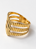 18K Yellow Gold Chevron-Style Statement Ring