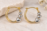 14K Two-Tone Gold Heart Hoop Earrings