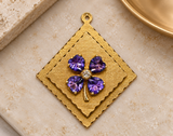 Vintage 14K Yellow Gold Amethyst Heart Pendant