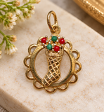 10K Yellow Gold Christmas Stocking Pendant