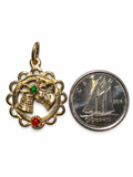 Vintage 10K Yellow Gold Christmas Bell Charm Pendant