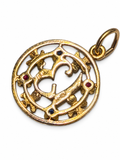 10K Yellow Gold Lucky 13 Pendant with Coloured Stones
