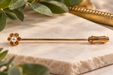 14K Yellow Gold Flower Stick Pin with Pearl