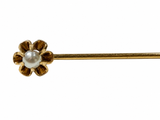 14K Yellow Gold Flower Stick Pin with Pearl