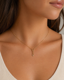 10K Gold Arrow Necklace with CZ Accent