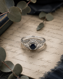18K White Gold Blue Sapphire Filigree Ring