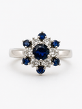 Vintage Diamond & Sapphire Cluster Ring - 14K/18K