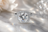 Brilliant Earth Platinum Sienna Halo Engagement Ring – 5ct Cushion Moissanite