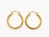 14K Yellow Gold Diamond-Cut Hoop Earrings