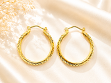 14K Yellow Gold Diamond-Cut Hoop Earrings