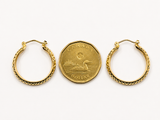 14K Yellow Gold Diamond-Cut Hoop Earrings