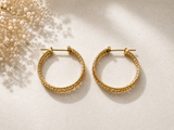 18K Yellow Gold Filigree Hoop Earrings