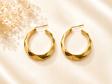 14K Yellow Gold Geometric Hoop Earrings