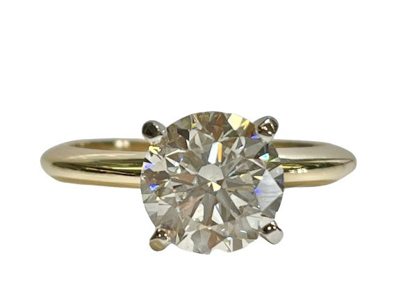 2.04 CT Lab Grown Diamond Solitaire Engagement Ring in 14K White Yellow (F/SI1)