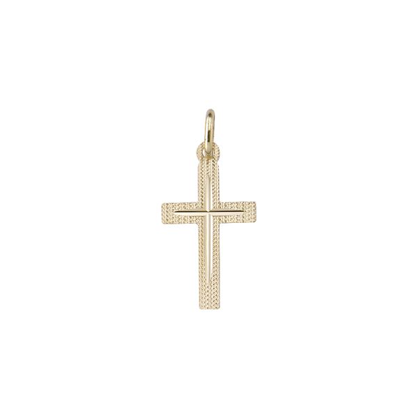 14k gold cross - textured /polished design