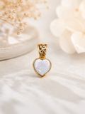 10K Yellow Gold Reversible Opal Heart Pendant