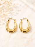 10K Yellow Gold Oval Hoop Earrings