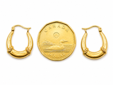 10K Yellow Gold Oval Hoop Earrings