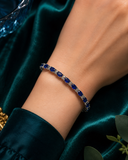 14K White Gold Vintage Sapphire & Diamond Tennis Bracelet