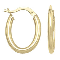 10k yellow gold oval tube hoop earrings