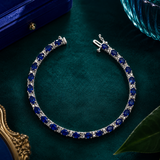 14K White Gold Vintage Sapphire & Diamond Tennis Bracelet