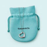 Tiffany & Co 925 Silver Elsa Peretti Open Heart 16mm Necklace -16"