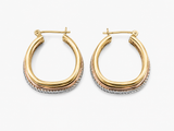 14K Tri-Colour Gold Hoops Earrings
