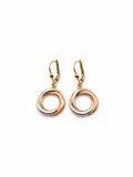 10K Tri-Colour Circle Drop Earrings